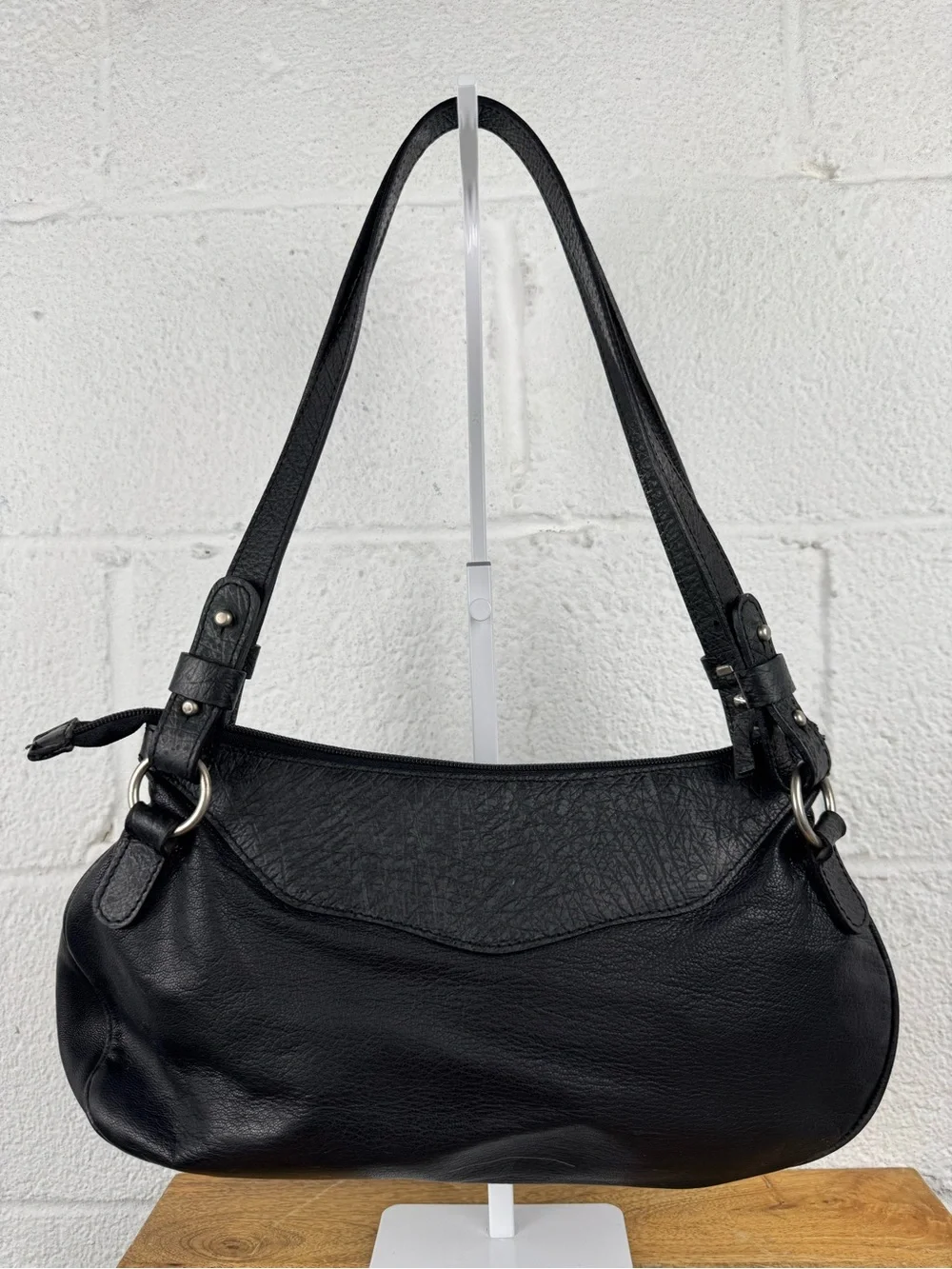Roberto Cavalli Freedom Vintage Y2K Black Leather Shoulder Bag